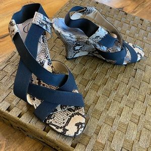 J Renee Candra Black with snake print wedge